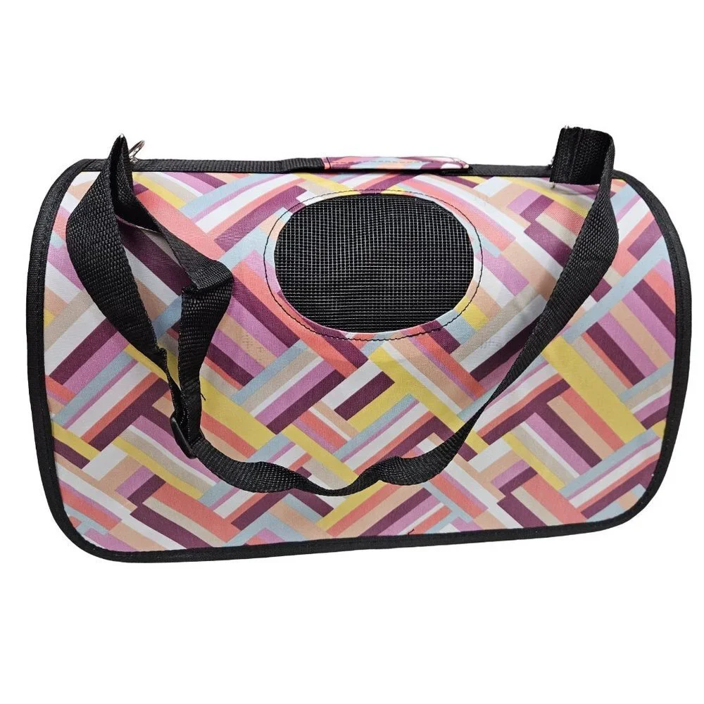 Pet Carrier for Cat, Dog or Other Pets, Wicker Pattern Print